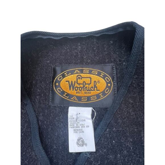 VTG Woolrich Wool Pinstripe Utility Sport Sportsman Hunting Vest Black Size 12 - Picture 3 of 3